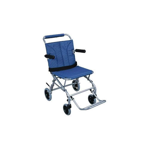 Drive Devilbiss Healthcare - Super Light - Sl18 - Medical - Folding Transport Chair Aluminum Frame 250 Lbs Weight Capacity Flip Back / Padded Arm Blue Upholstery