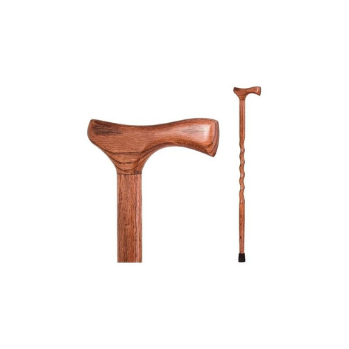Mabis - Brazos Twisted - 502-3000-0324 - T - Handle Cane Wood 34 Inch Height American Hardwood