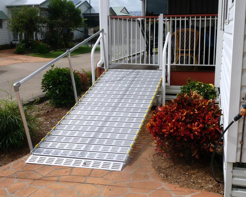 Roll-A-Ramp - 4040-12 - Aluminum Handrail Straight Ends, 12' Handrail, Fits Length: 14' & 15' Ramps
