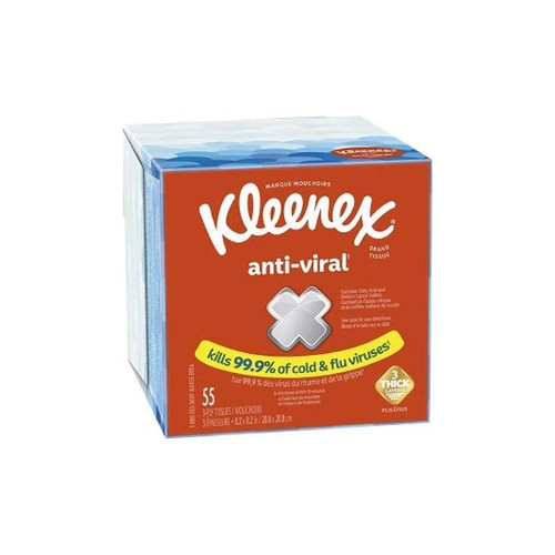 Kimberly Clark - Kleenex - 54505 - Anti - Viral Facial Tissue White 8 - 1/5 X Inch 55 Count - Package/55