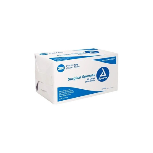 Dynarex - 3232 - Gauze, Sponge N/S 3"X3" 8ply - Box/200