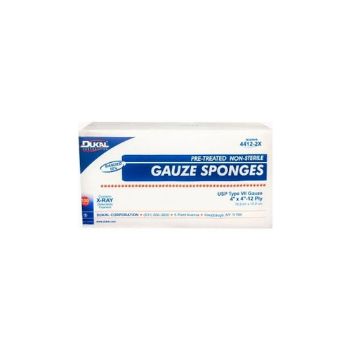 Dukal - 4412-2X - Gauze Sponge 4 X Inch Pack Nonsterile 12 - Ply Square - Box/100
