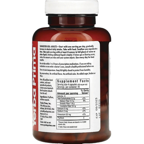 Yerba Prima - 466108 - Psyllium Husks Vegetarian Caps - Each