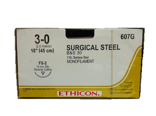 Johnson & - J Healthcare Systems - 607G - Suture, Steel Mono 3 - 0 18" Fs - 2 - Box/12