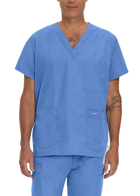 Landau Uniforms - 7489stplge - Top, Scrub V Neck Ml 5pckt Steel Gry Lg - Each