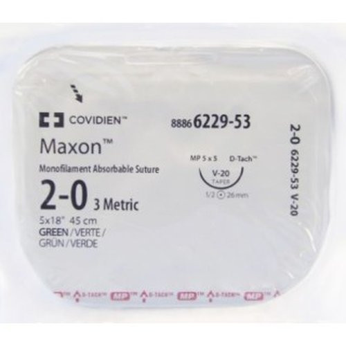 Medtronic - Maxon - 8886622953 - Suture, Mono Grn 2 - 0 V - 20 18" - Box/1