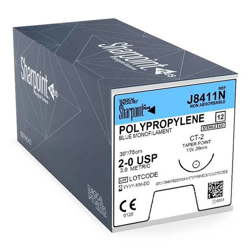 Surgical Specialties - J8805D - Suture, Taper Point Pp Dbl Blu6 - 0 60Cm 3/8 Cir 9.3Mm - Box/1