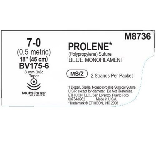 Johnson & - J Healthcare Systems - M8736 - Suture, Prolene Blu Mono 7 - 0 18" Bv1756 - Box/12