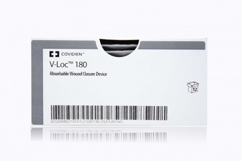 Covidien - V-Loc 180 Wound Closure Device - Vlocl0013 - Absorbable Suture With Needle Polyglyconate P - 12 3/8 Circle Precision Reverse Cutting Size 4 - 0 Barbed Monofilament - Box/12