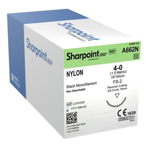 Surgical Specialties - A1856N - Suture, Nylon Blk Monofilamnetdscm13 6 - 0 Bk Mononyl 18"/45C - Box/12