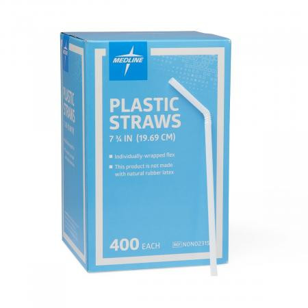 Medline - Non02315 - Straw,Plastc,7 3/4,Wrpped,Flex,Mini Pack - Package/1