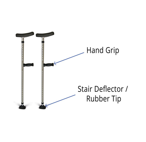 Medline - Mds80542 - Crutch, Sgl Tube,Universal,400lb Wght Ca - Each