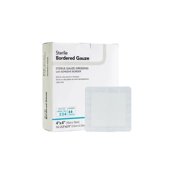 Dermarite - Bordered Gauze - 00262E - Adhesive Dressing 4 X Inch Square Sterile - Box/25