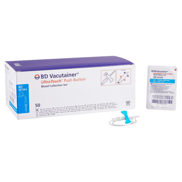Bd Becton Dickinson - Bd Vacutainer Ultratouch Push Button - 367363 - Blood Collection Set 25 Gauge 3 4 Inch Needle Length Safety 12 Inch Tubing Sterile 