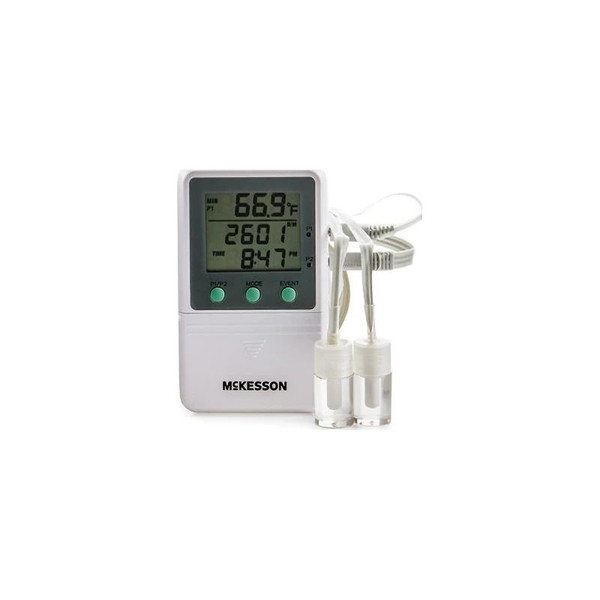Mckesson - Mck821Rfv2 - Digital Refrigerator / Freezer Thermometer With Alarm Fahrenheit Celsius - 58 To +158F ( - 50 +70C) 2 Glycol Bottle Probes Multiple Mounting Options Battery Operated - Each