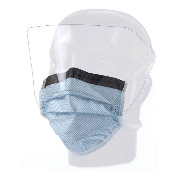 Aspen - 15331 - Fluidgard 160 Mask With Eye Shield Anti - Fog Foam Pleated Tie Closure One Size Fits Most Blue Diamond Nonsterile Astm Level 3 Adult - Box/25