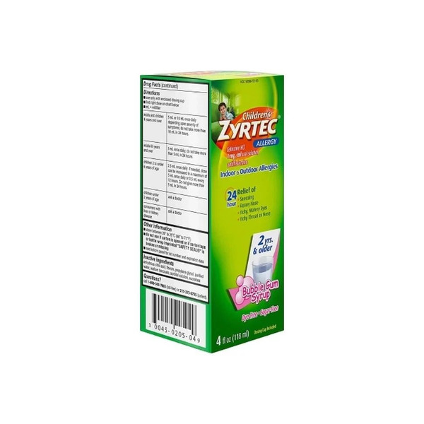 Johnson & - Children'S Zyrtec - 50580072105 - Systems - J&J - Allergy Relief 1 Mg / Ml Strength Syrup 4 Oz. - Each