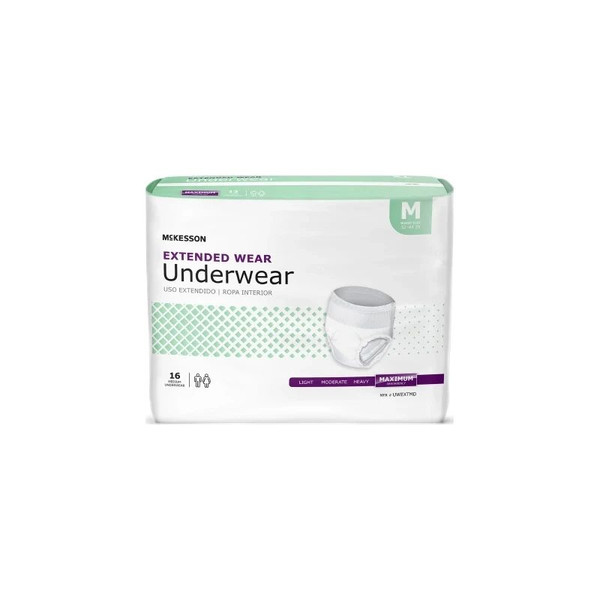 Mckesson - Uwextmd - Unisex Adult Absorbent Underwear Pull On With Tear Away Seams Medium Disposable Heavy Absorbency - Bag/16