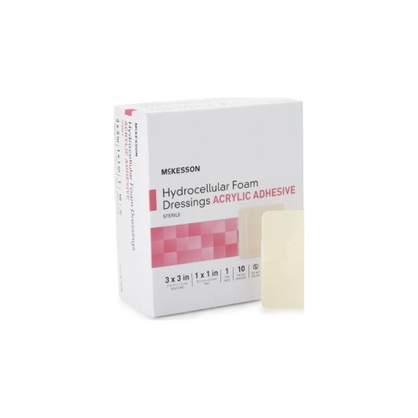 Mckesson - 16-4670 - Foam Dressing 3 X Inch With Border Film Backing Acrylic Adhesive Square Sterile - Box/10