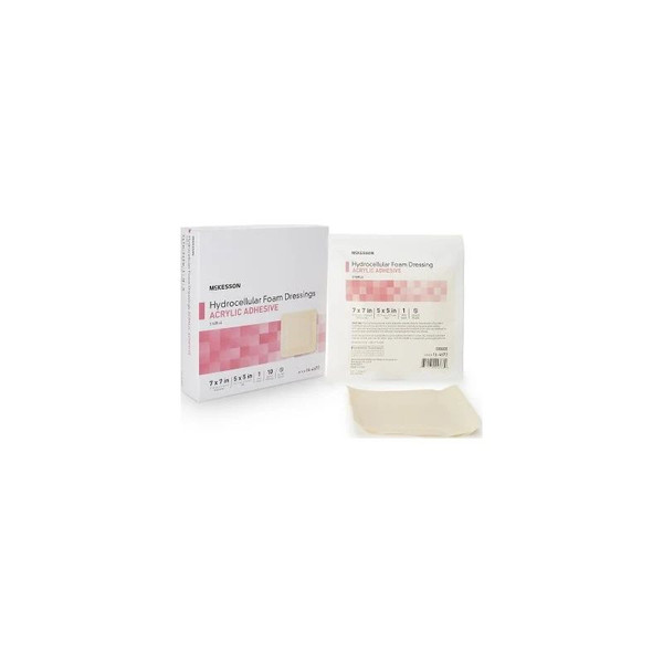 Mckesson - 16-4673 - Foam Dressing 7 X Inch With Border Film Backing Acrylic Adhesive Square Sterile - Box/10