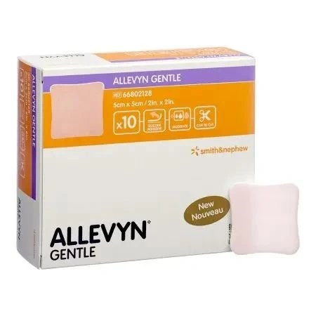 Smith Nephew - Allevyn Gentle - 66802128 - Non-Bordered Foam Dressing, 2 X 2 Inch, Without Border, Film Backing, Silicone Adhesive, Square, Sterile 