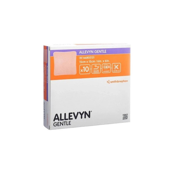 Smith & Nephew - Allevyn Gentle - 66802131 - Foam Dressing 6 X Inch Without Border Film Backing Silicone Adhesive Square Sterile - Case/40