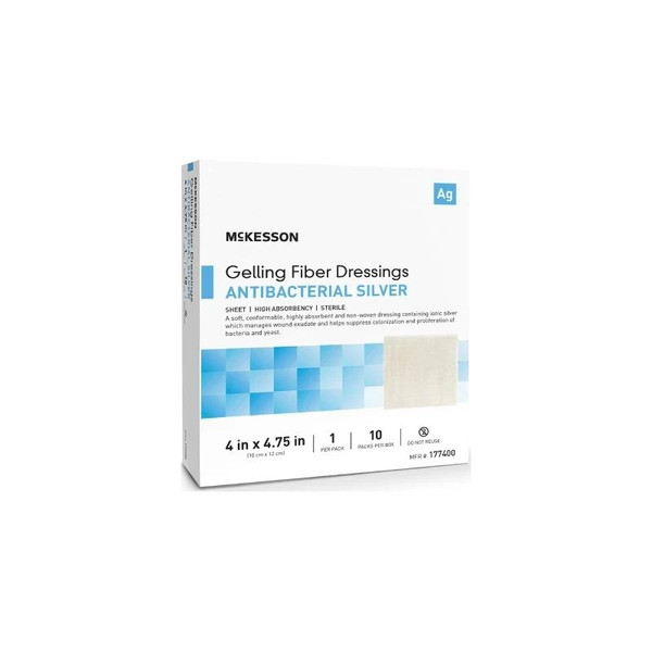 Mckesson - 177400 - Silver Gelling Fiber Dressing 4 X 3/4 Inch Rectangle Sterile - Box/10