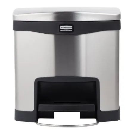 Rj Schinner - Rubbermaid Slim Jim - 1901982 - Can, Waste Step On Blk/S/Stl 4Gl - Each