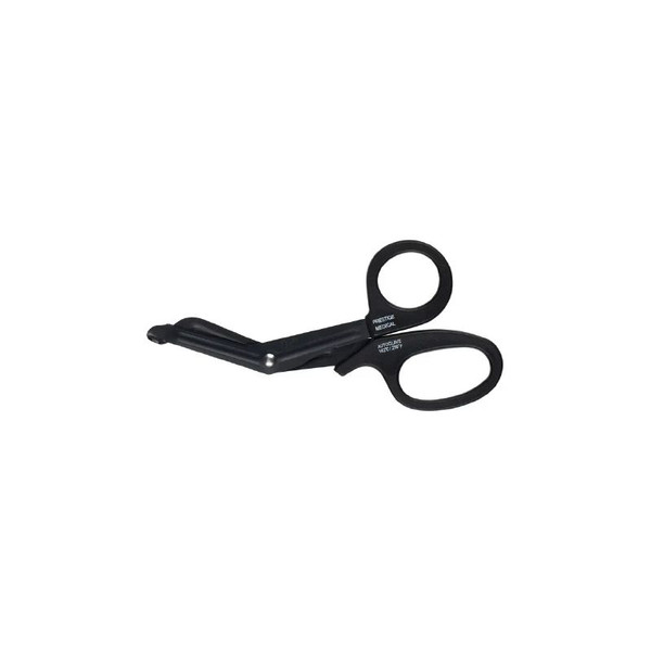 Prestige Medical - 607-Blk - Bandage Scissors 7 - 1/2 Inch Length Fluoride Coated Stainless Steel Nonsterile Finger Ring Handle Angled Blunt Tip / - Each