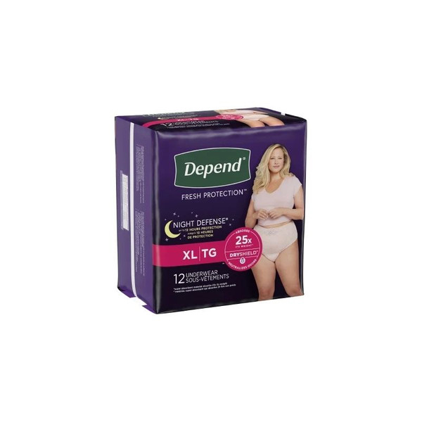 Kimberly Clark - Depend Night Defense - 55154 - Female Adult Absorbent Underwear Pull On With Tear Away Seams X - Large Disposable Heavy Absorbency - Package/12