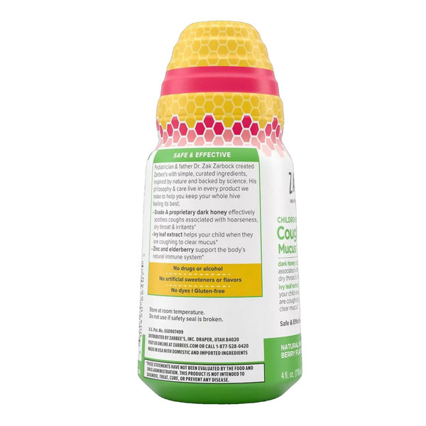 Johnson & - J Sales - 30045066407 - Zarbees, Syrp Chld Cough+Mucusnat Mixed Berry 4Oz - Each