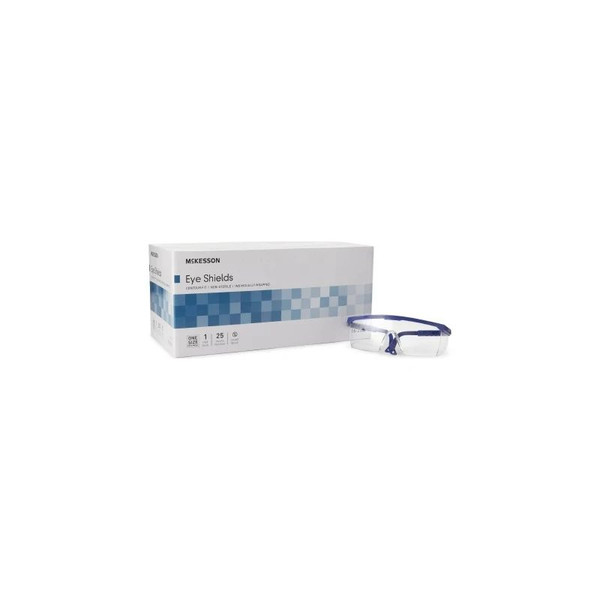 Mckesson - 16-2291 - Brand Protective Glasses Side Shield Clear Tint Blue / Frame Over Ear One Size Fits Most - Box/25