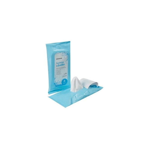 Mckesson - 16-7900 - Rinse - Free Bath Wipe Soft Pack Purified Water / Methylpropanediol Glycerin Aloe Scented 8 Count - Case/352