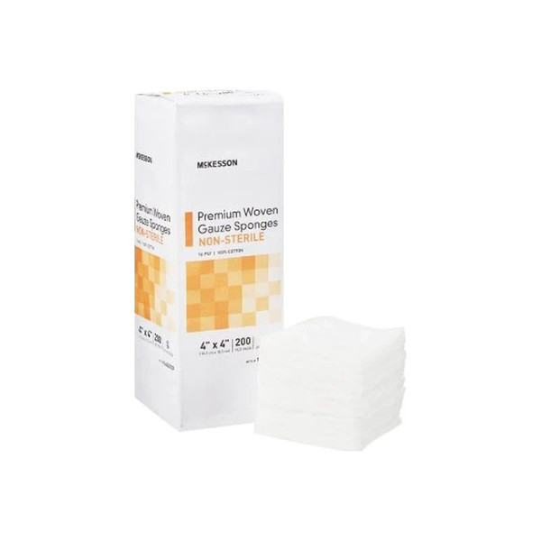 Mckesson - 16442000 - Gauze Sponge 4 X Inch 200 Per Pack Nonsterile 16 - Ply Square - Package/200