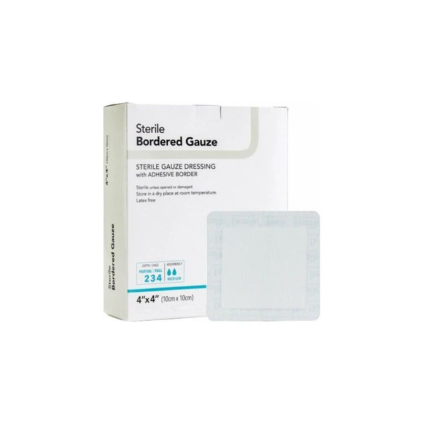 Dermarite - 00255 - Adhesive Dressing Bordered Gauze 4 X Inch Square Nonsterile - Box/100