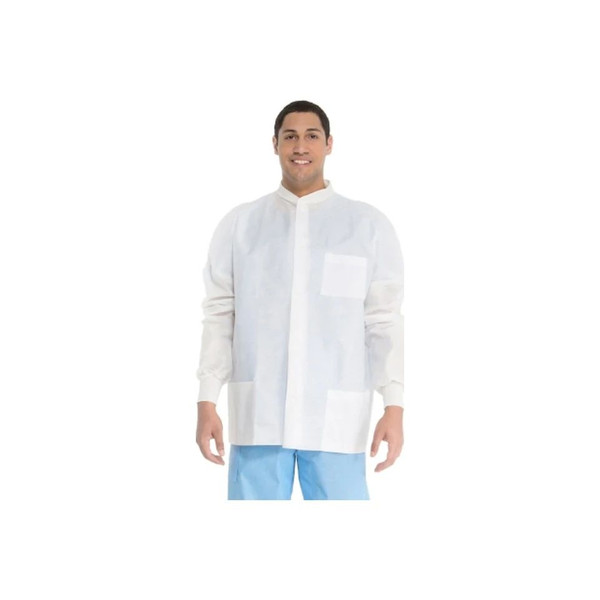 O&M Halyard - 10072 - Coat, Lab Univ Wht Lg Kimclk - Case/25