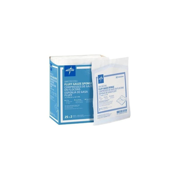 Medline - Bulkee - Non25844 - Fluff Dressing 4 X Inch 2 Per Pack Sterile 12 - Ply Square - Case/600