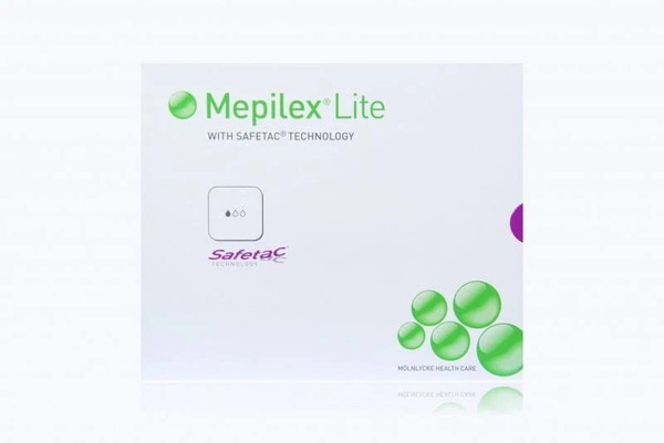 Molnlycke Health Care - Mepilex Ag - 284190 - Lite Thin Foam Dressing 4 X Inch Without Border Film Backing Silicone Adhesive Square Sterile 