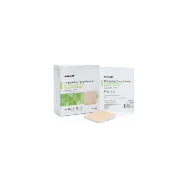 Mckesson - 4862 - Foam Dressing 3 X Inch Without Border Film Backing Silicone Gel Adhesive Square Sterile - Each