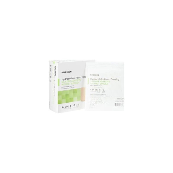 Mckesson - 4863 - Foam Dressing 4 X Inch Without Border Film Backing Silicone Gel Adhesive Square Sterile - Each