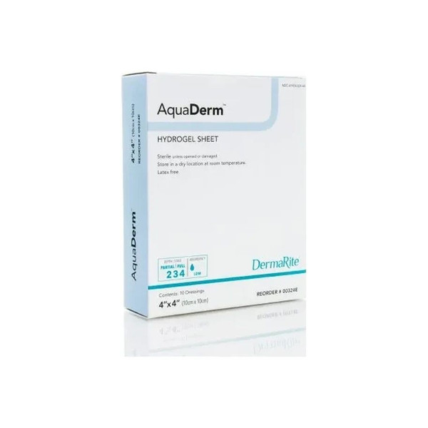 Dermarite - Aquaderm - 00324E - Hydrogel Wound Dressing Sheet 4 X Inch Square Sterile - Box/10