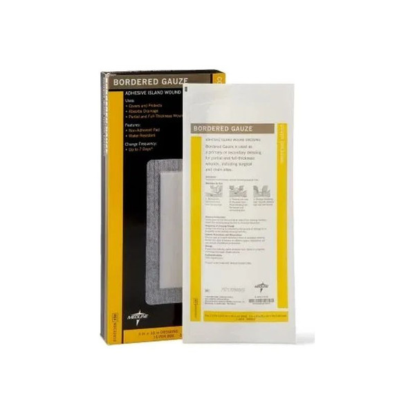Medline - Msc32410 - Industries Bordered Gauze Adhesive Island Wound Dressing, 4" X 10" With 2" 8" Pad. - Box/15