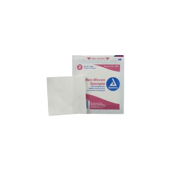 Dynarex - 3364 - Non - Woven Sponge Nonwoven 4 - Ply X Inch Square Sterile - Box/50
