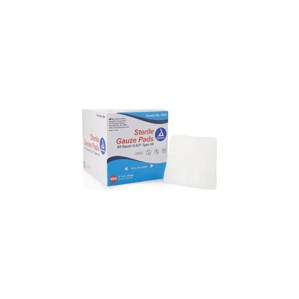 Dynarex - 3354 - Gauze Sponge 4 X Inch 1 Per Pack Sterile 12 - Ply Square - Box/100