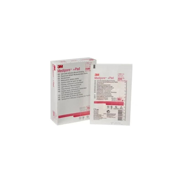 3M - 3566 - Medipore +Pad Soft Cloth Adhesive Wound Dressing 3 - 1/2 X 4 - Box/25