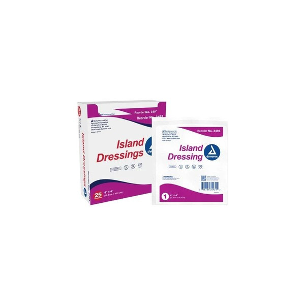 Dynarex - 3493 - Adhesive Dressing 4 X Inch Square Sterile - Box/25
