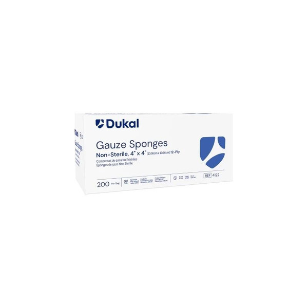 Dukal - 4122-100 - Gauze Sponge 4 X Inch Per Pack Nonsterile 12 - Ply Square - Bag/100