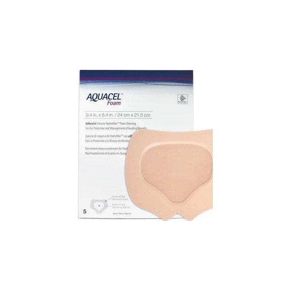 Convatec - Aquacel - 420828 - Foam Dressing 8 - 1/2 X 9 - Inch With Border Waterproof Film Backing Silicone Adhesive Sacral Sterile - Box/5