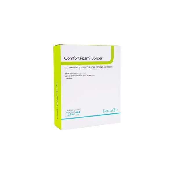 Dermarite - Comfortfoam Border - 43480 - Foam Dressing 4 X 8 Inch With Waterproof Backing Silicone Adhesive Rectangle Sterile - Box/5
