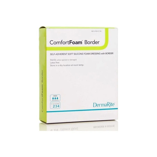 Dermarite - Comfortfoam Border - 43880 - Foam Dressing 7 - 1/5 X Inch With Waterproof Backing Silicone Adhesive Sacral Sterile - Box/5